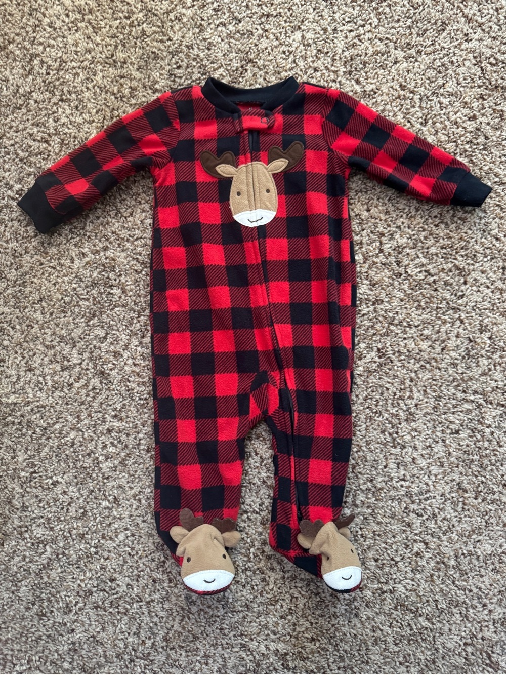 Carter’s Sleeper Buffalo Check Moose Fleece Footed Pajamas